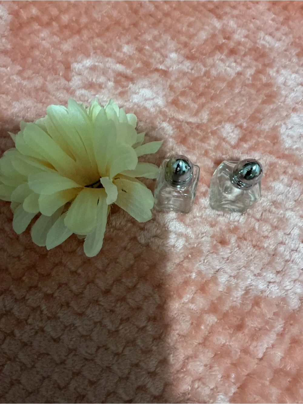 Vintage Pink and Cream Floral Salt and Pepper Shakers Set